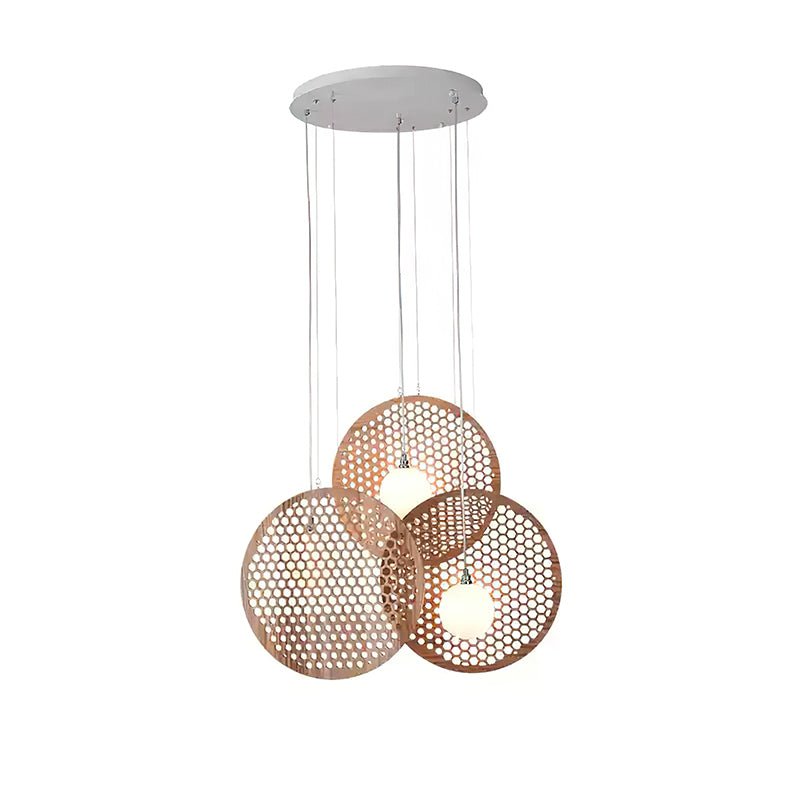 Bee Plate Chandelier ∅ 27.6″ x H 23.6’’ / Dia 70cm x H 60cm / Wood Color / Warm Light Chandelier
