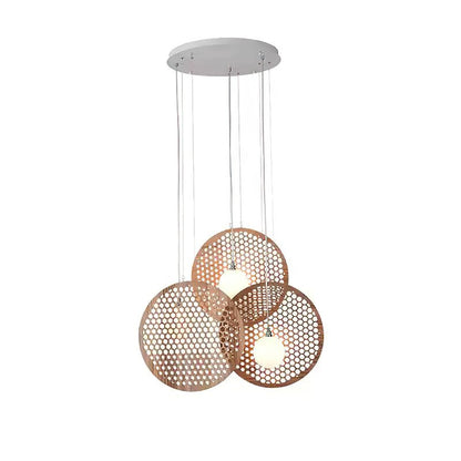 Bee Plate Chandelier ∅ 27.6″ x H 23.6’’ / Dia 70cm x H 60cm / Wood Color / Warm Light Chandelier