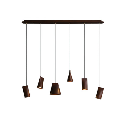 Bellwood Pendant Lamp Long canopy 6 Heads: ∅ 51.2″ x H 59.1″ / Walnut Color / Warm Light Pendant light