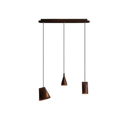 Bellwood Pendant Lamp Long canopy 3 Heads: ∅ 33.5″ x H 59.1″ / Walnut Color / Warm Light Pendant light