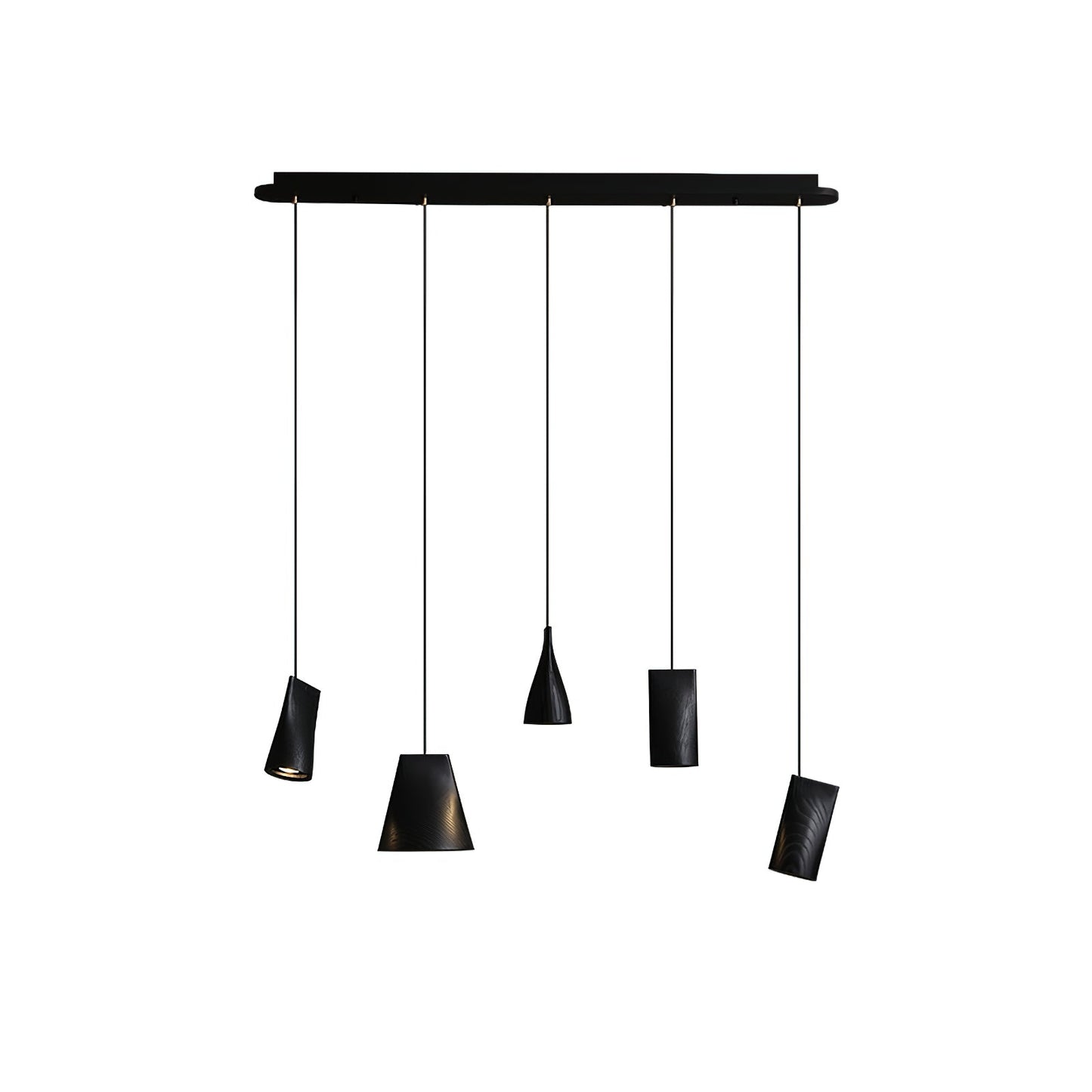 Bellwood Pendant Lamp Long canopy 5 Heads: ∅ 42.1″ x H 59.1″ / Black / Warm Light Pendant light