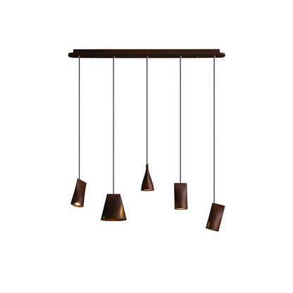 Bellwood Pendant Lamp Long canopy 5 Heads: ∅ 42.1″ x H 59.1″ / Walnut Color / Warm Light Pendant light