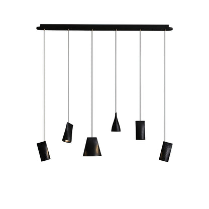 Bellwood Pendant Lamp Long canopy 6 Heads: ∅ 51.2″ x H 59.1″ / Black / Warm Light Pendant light
