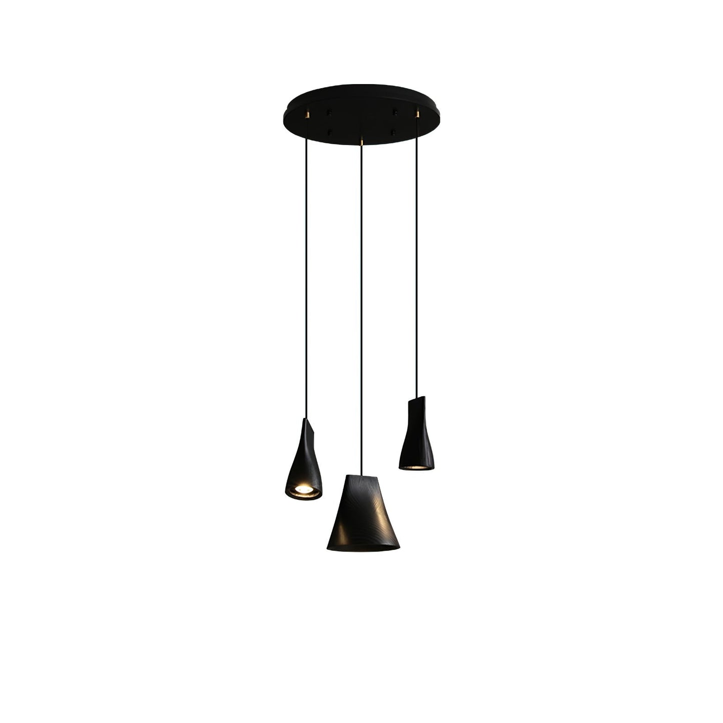 Bellwood Pendant Lamp Round canopy 3 Heads: ∅ 15″ x H 59.1″ / Black / Warm Light Pendant light
