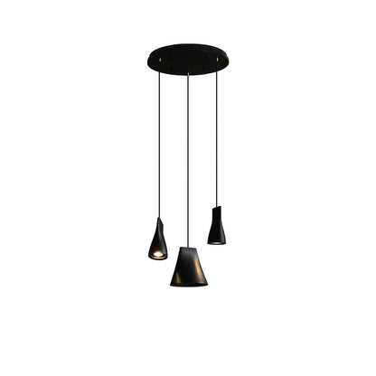 Bellwood Pendant Lamp Round canopy 3 Heads: ∅ 15″ x H 59.1″ / Black / Warm Light Pendant light