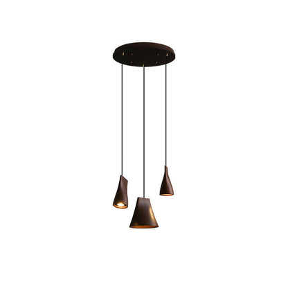 Bellwood Pendant Lamp Round canopy 3 Heads: ∅ 15″ x H 59.1″ / Walnut Color / Warm Light Pendant light