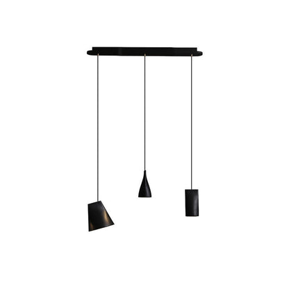 Bellwood Pendant Lamp Long canopy 3 Heads: ∅ 33.5″ x H 59.1″ / Black / Warm Light Pendant light