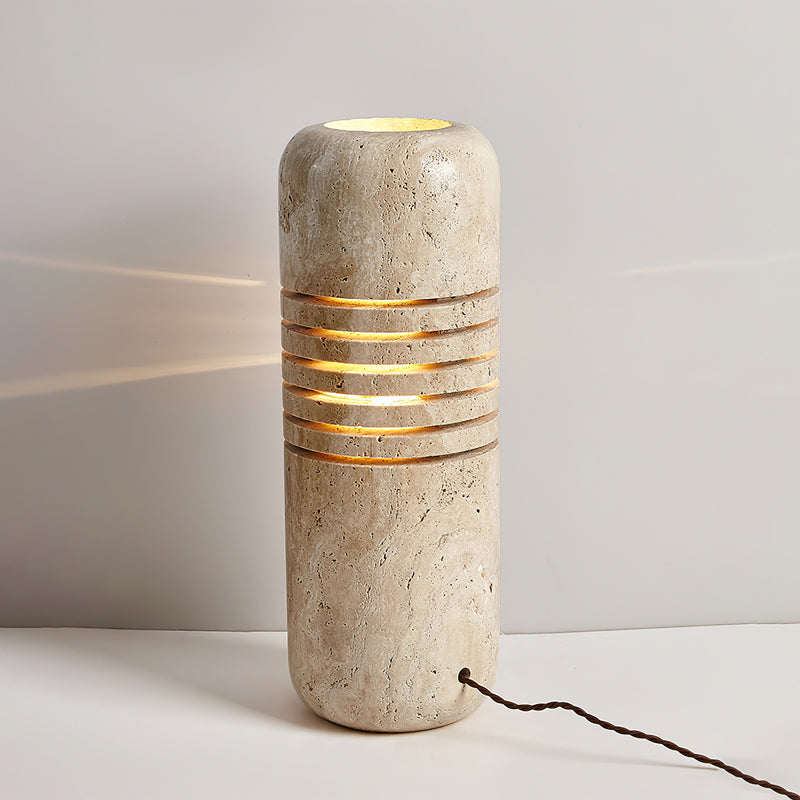 Big Stone Bucket Floor Lamp ∅ 6.9″ x H 19.7″ / Yellow Travertine / US Plug Floor lamp