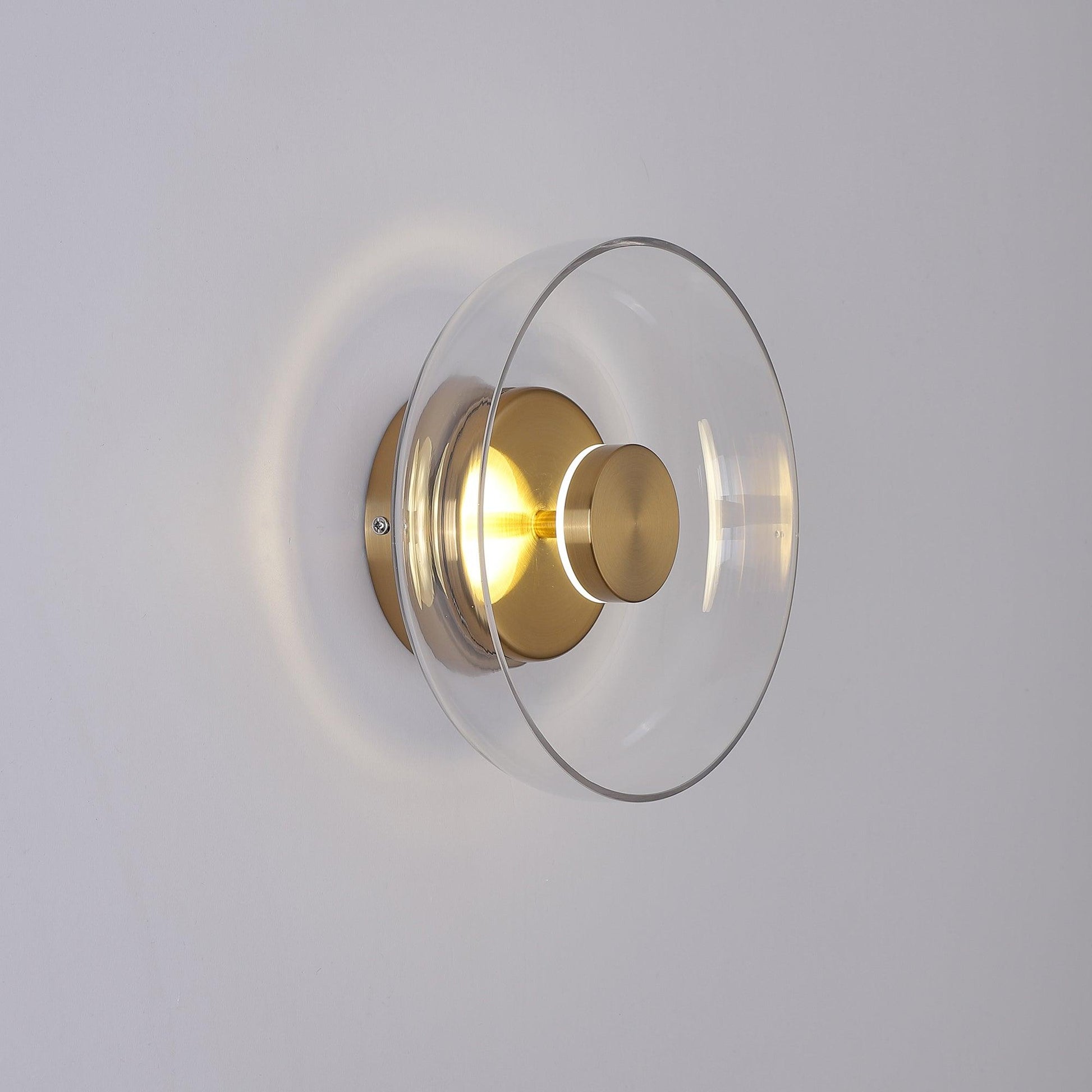 Blossi Wall Light ∅ 3.9″ x H 9″ / Dia 10cm x H 23cm / Brass & Clear glass / Warm Light Wall lamp