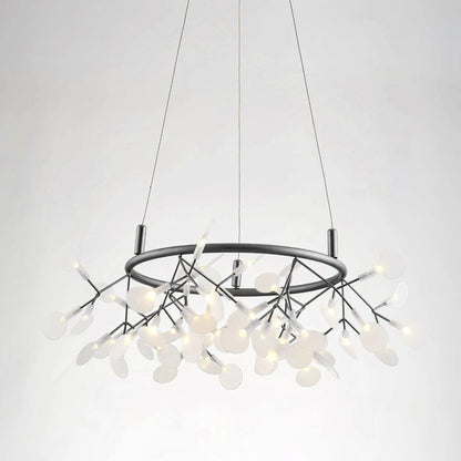 Black Big O Firefly LED Chandelier 54heads ∅ 23.6″ x H 11.8″ / Dia 60cm x H 30cm / Warm Light / Wall switch Chandelier