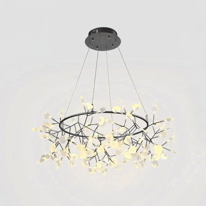 Black Big O Firefly LED Chandelier 108heads ∅ 31.5″ x H 11.8″ / Dia 80cm x H 30cm / Warm Light / Wall switch Chandelier