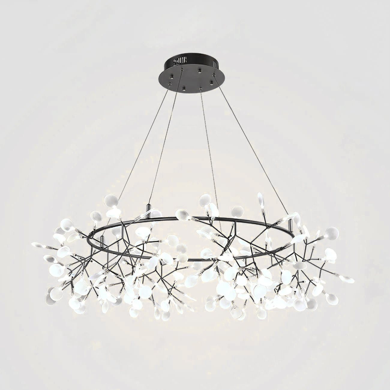 Black Big O Firefly LED Chandelier 135heads ∅ 41.3″ x H 11.8″ / Dia 105cm x H 35cm / Warm Light / Wall switch Chandelier