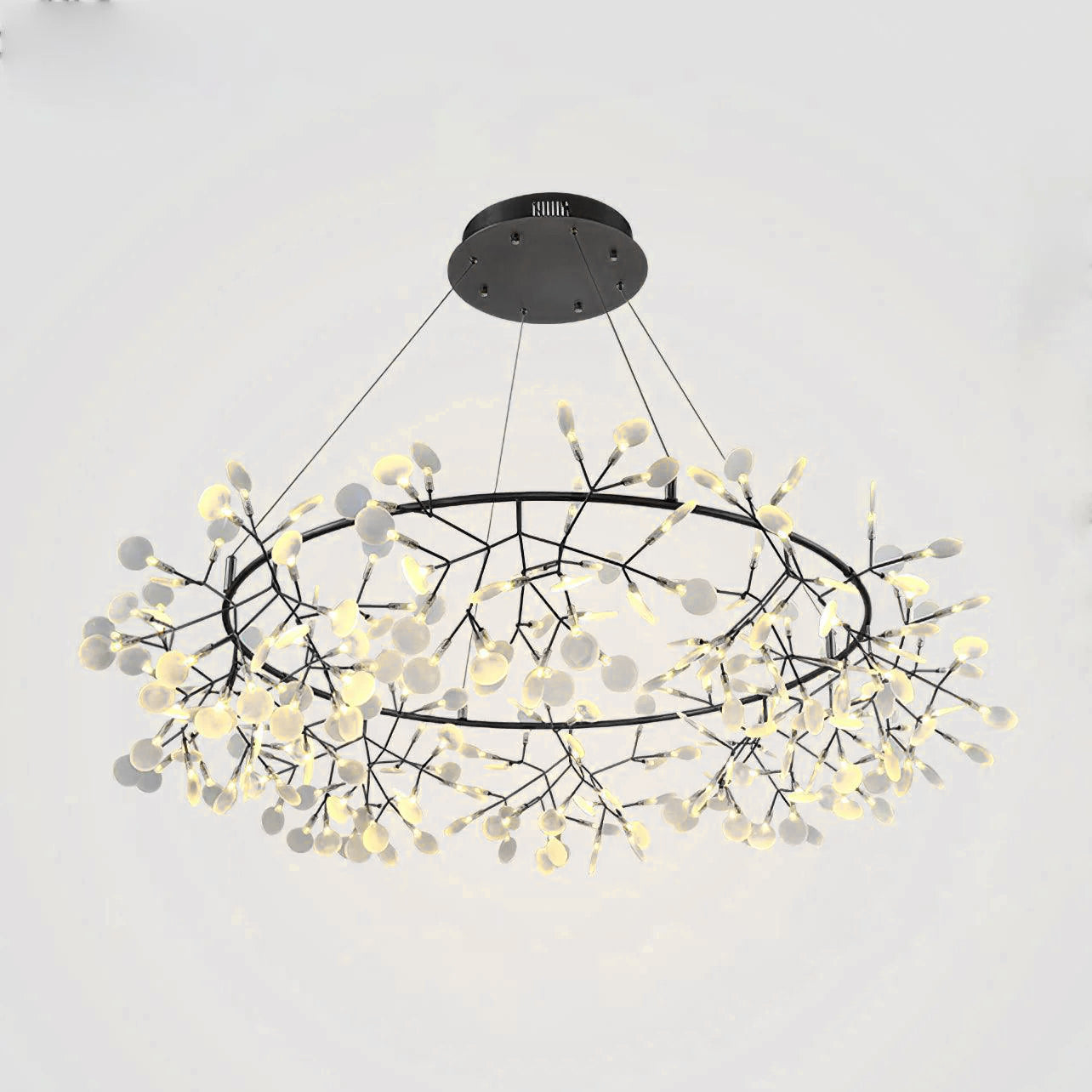 Black Big O Firefly LED Chandelier 162heads ∅ 49.2″ x H 11.8″ / Dia 125cm x H 35cm / Warm Light / Wall switch Chandelier
