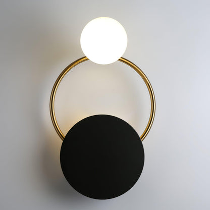 Black Circular Rings Wall Lamp ∅ 10.2″ x H 17.7″ / Dia 26cm x H 45cm / Gold & Black Wall lamp