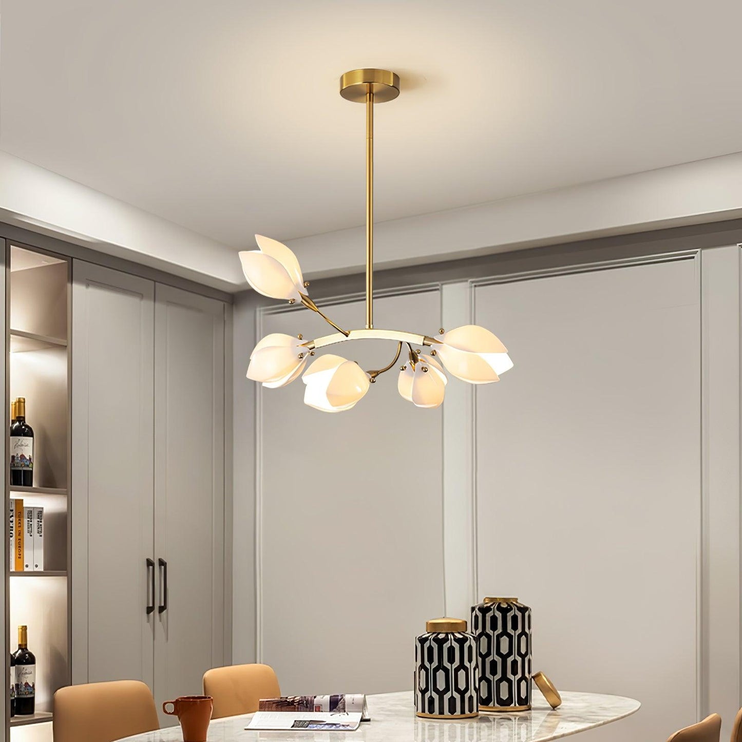 White Porcelain Magnolia Chandelier
