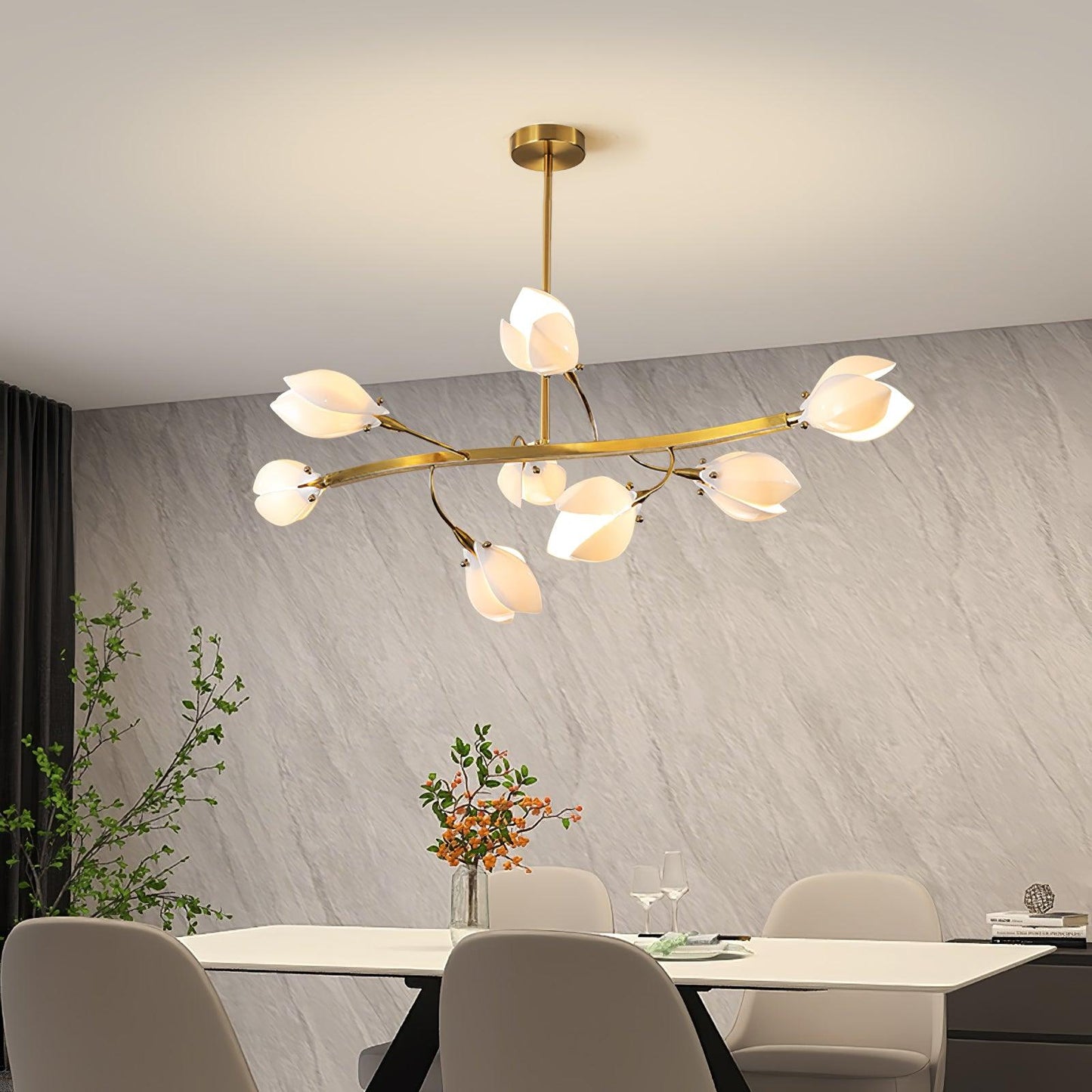 White Porcelain Magnolia Chandelier