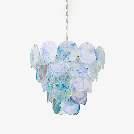 Blue Murano Iridescent Disc Chandelier Chandelier