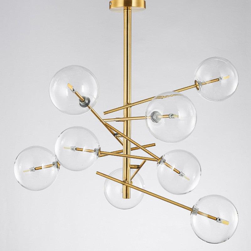 Bolle Chandelier 8heads ∅ 27.5″ x H 26.3″ / Dia 70cm x H 67cm / Gold & Clear Chandelier
