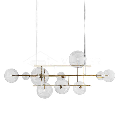 Bolle Chandelier 10heads ∅ 43.3″ x H 19.7″ / Dia 110cm x H 50cm / Gold & Clear Chandelier