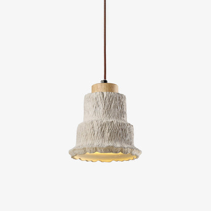 Boulder Pendant Light ∅ 6.7″ x H 7.3″ / Yellow Travertine & Wood Color Pendant light