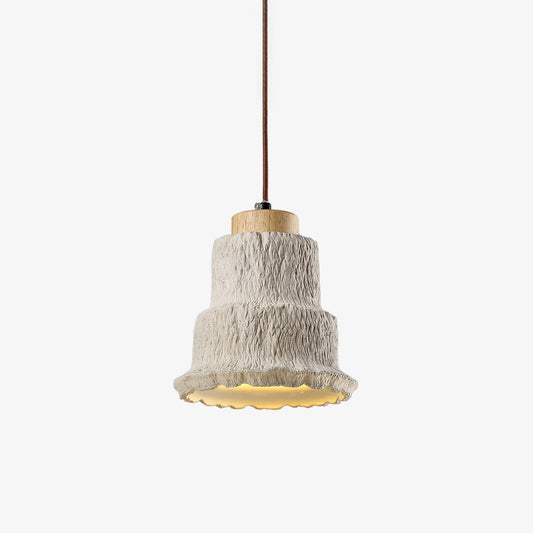Boulder Pendant Light ∅ 6.7″ x H 7.3″ / Yellow Travertine & Wood Color Pendant light