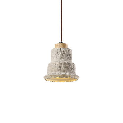 Boulder Pendant Light ∅ 6.7″ x H 7.3″ / Yellow Travertine & Wood Color Pendant light