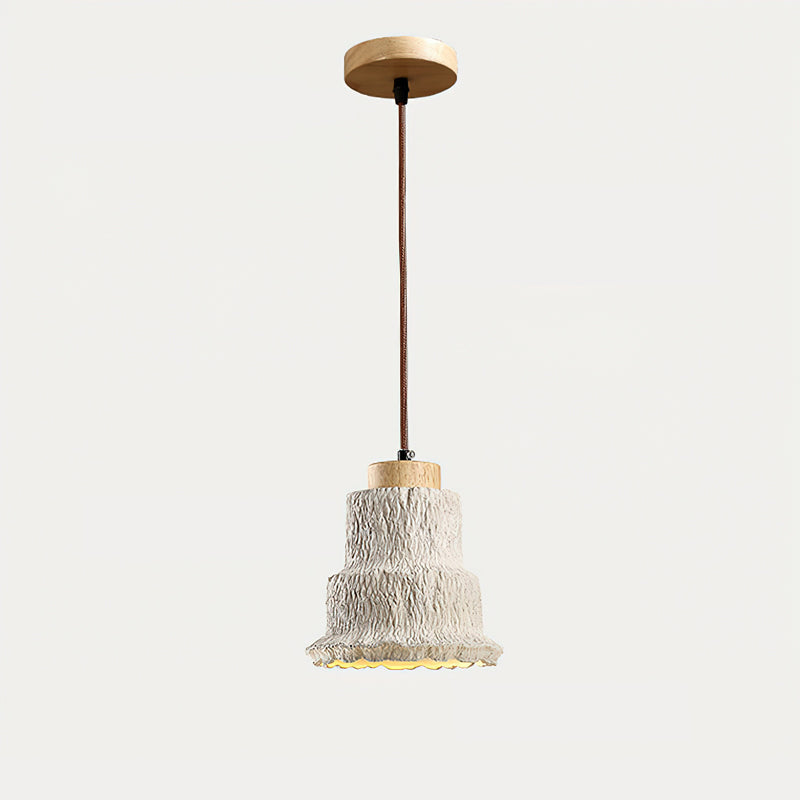 Boulder Pendant Light ∅ 6.7″ x H 7.3″ / Yellow Travertine & Wood Color Pendant light