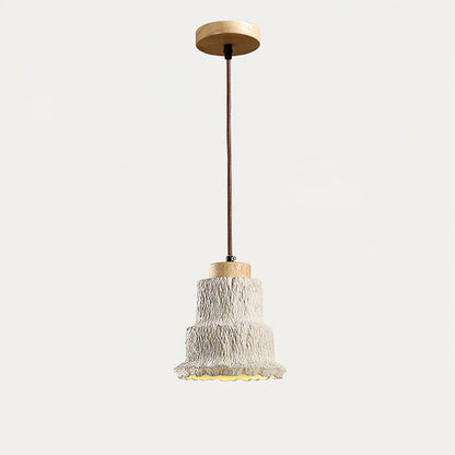 Boulder Pendant Light ∅ 6.7″ x H 7.3″ / Yellow Travertine & Wood Color Pendant light
