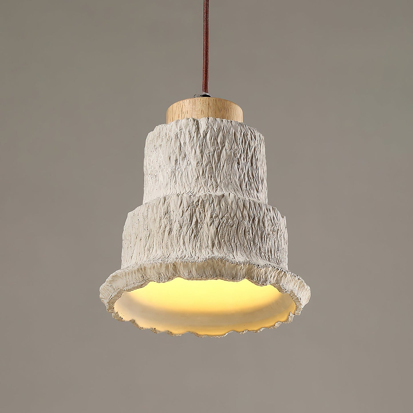 Boulder Pendant Light ∅ 6.7″ x H 7.3″ / Yellow Travertine & Wood Color Pendant light