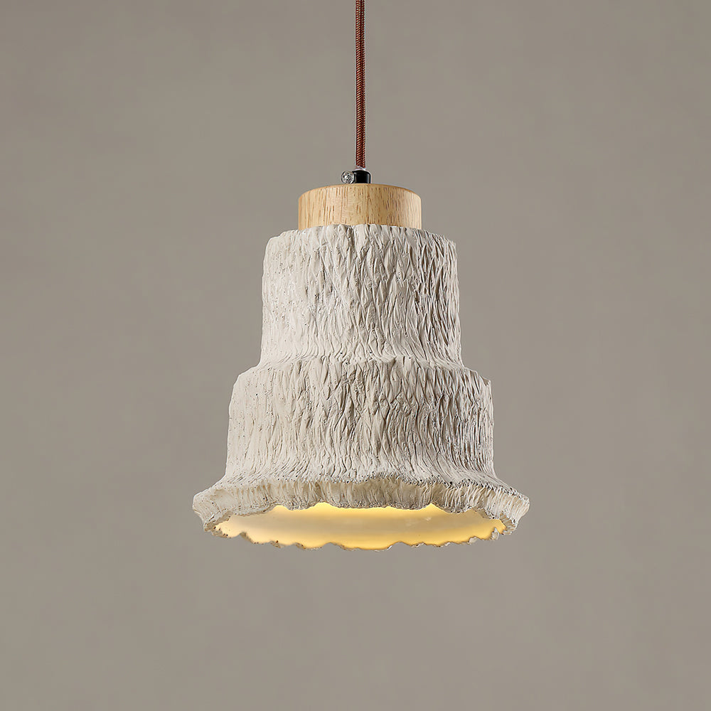 Boulder Pendant Light ∅ 6.7″ x H 7.3″ / Yellow Travertine & Wood Color Pendant light