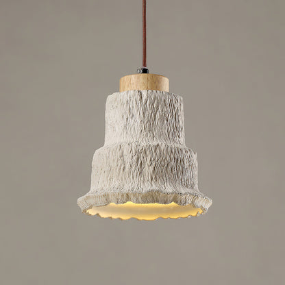 Boulder Pendant Light ∅ 6.7″ x H 7.3″ / Yellow Travertine & Wood Color Pendant light