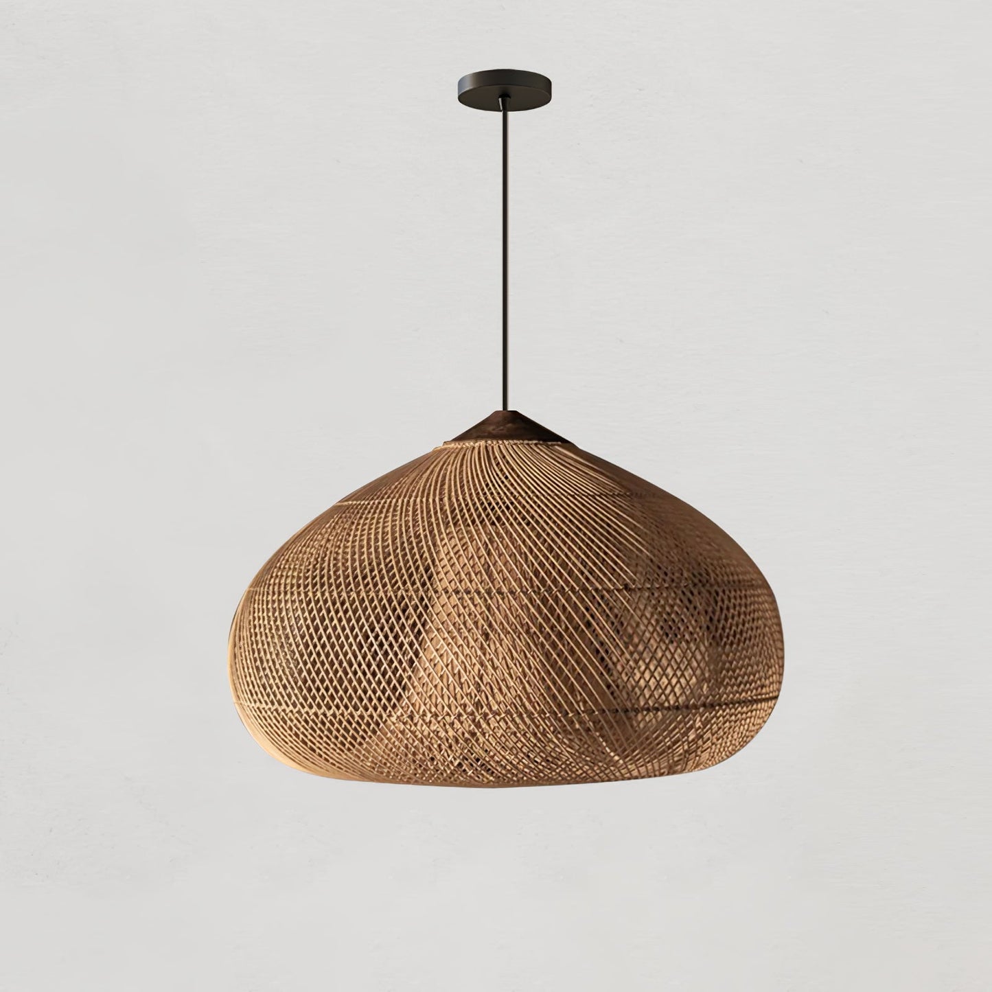 Braided Rattan Pendant Lamp Model A ∅ 31.5″ x H 59.1″ / Dia 80cm x H 150cm / Natural wood & Natural rattan Pendant light