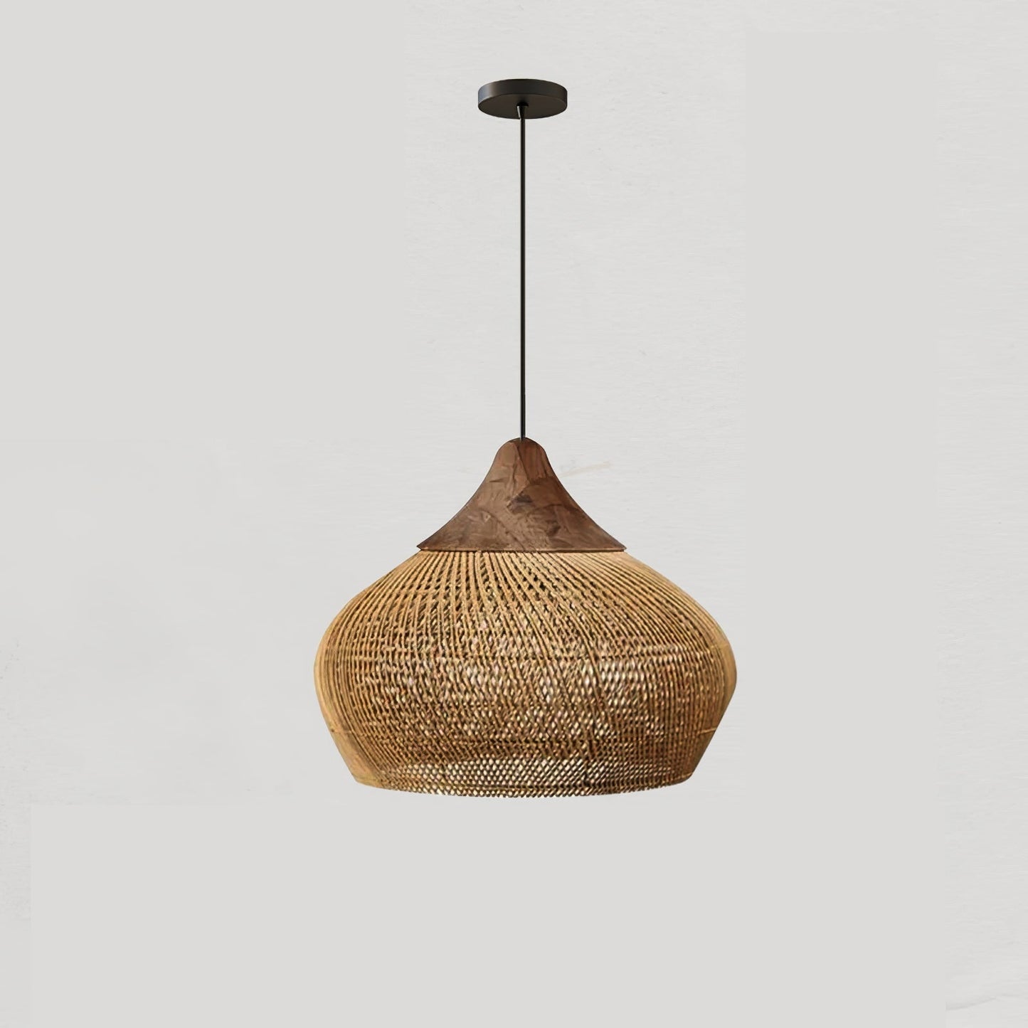 Braided Rattan Pendant Lamp Model C ∅ 15.7″ x H 59.1″ / Dia 40cm x H 150cm / Natural wood & Natural rattan Pendant light