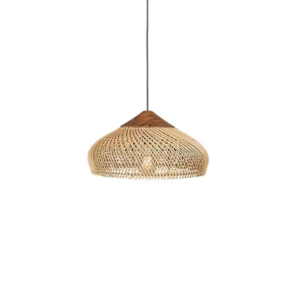Braided Rattan Pendant Lamp Model B ∅ 25.6″ x H 59.1″ / Dia 65cm x H 150cm / Natural wood & Natural rattan Pendant light