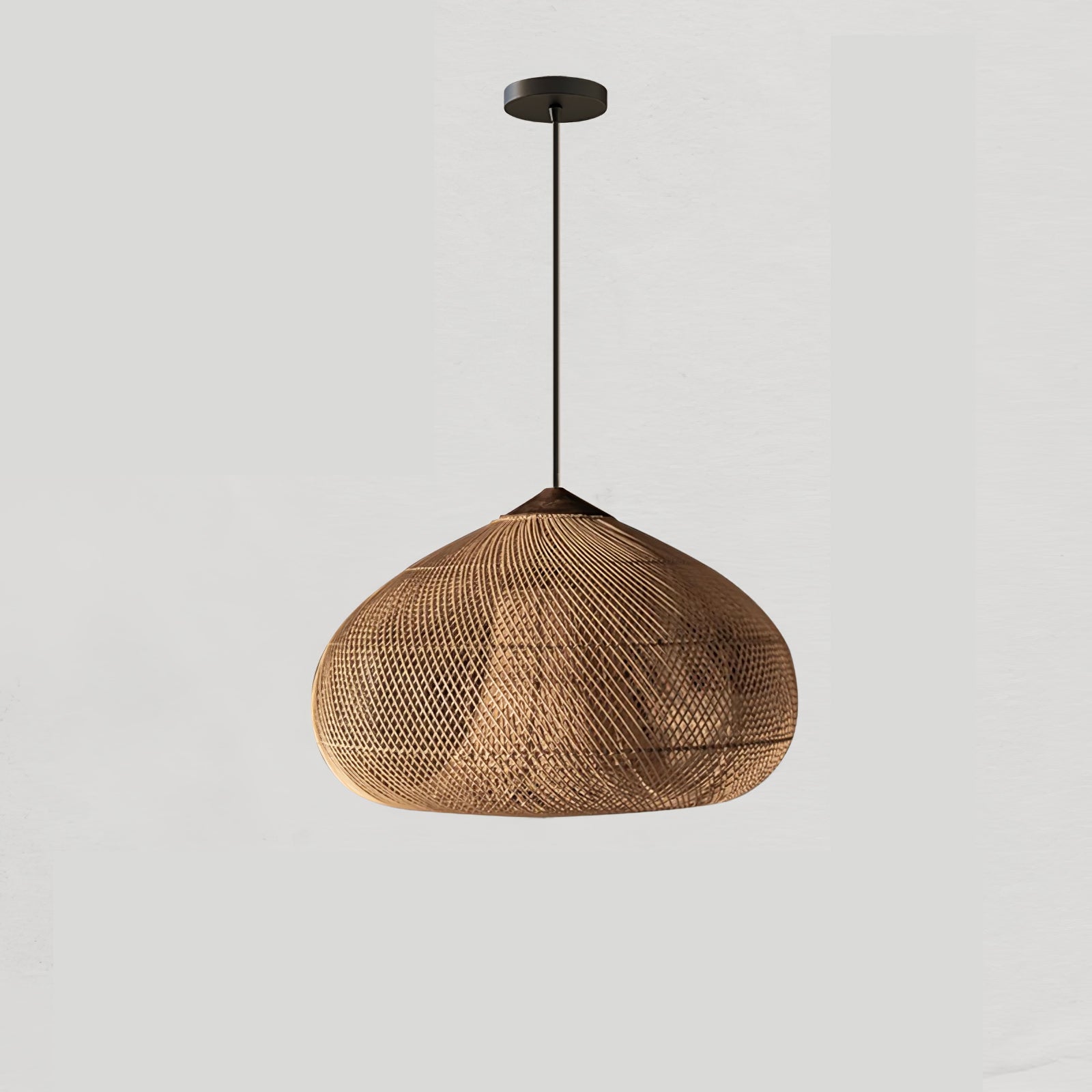 Braided Rattan Pendant Lamp Model A ∅ 15.7″ x H 59.1″ / Dia 40cm x H 150cm / Natural wood & Natural rattan Pendant light