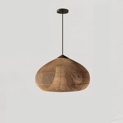 Braided Rattan Pendant Lamp Model A ∅ 15.7″ x H 59.1″ / Dia 40cm x H 150cm / Natural wood & Natural rattan Pendant light