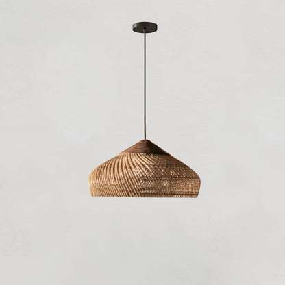 Braided Rattan Pendant Lamp Model B ∅ 15.7″ x H 59.1″ / Dia 40cm x H 150cm / Natural wood & Natural rattan Pendant light