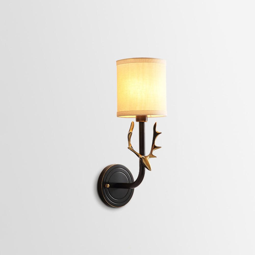 Brass Deer Head Wall Light ∅ 5.1″ x H 15.4″ / Dia 13cm x H39cm / Blackened Wall lamp