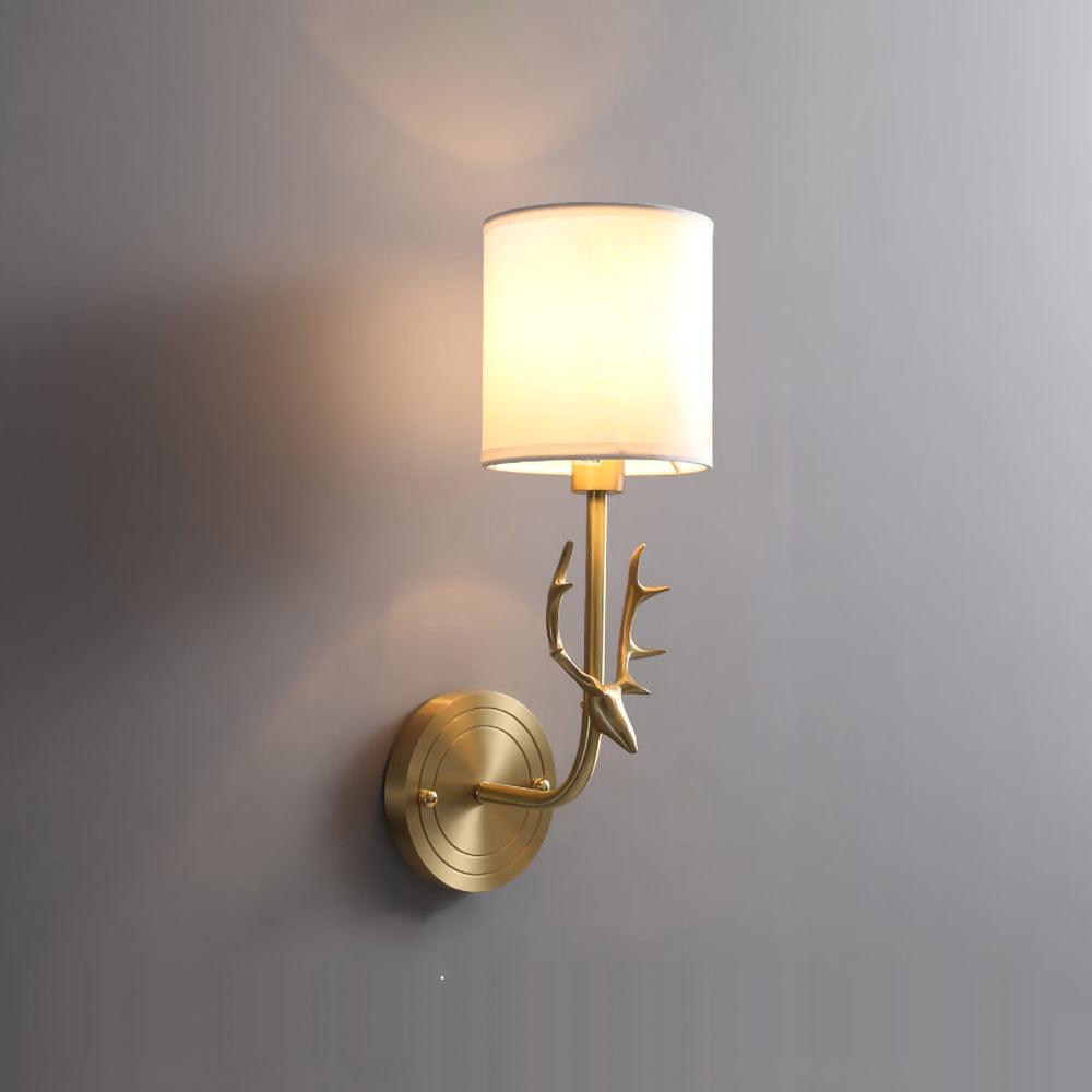 Brass Deer Head Wall Light ∅ 5.1″ x H 15.4″ / Dia 13cm x H39cm / Brass Wall lamp