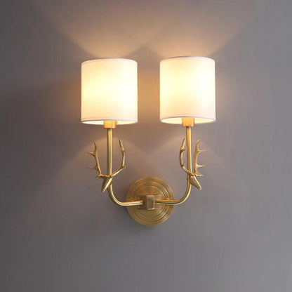Brass Deer Head Wall Light ∅ 11″ x H 15.4″ / Dia 28cm x 39cm / Brass Wall lamp