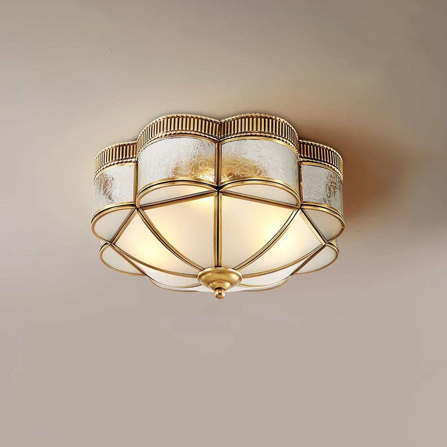 Brass Domed Flush Ceiling Lamp ∅ 14.2″ x H 7.1″ / Brass Ceiling lamp