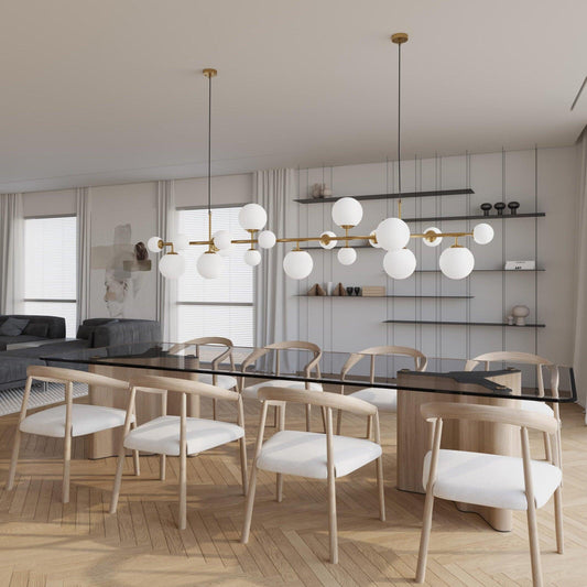 Brass Glass Globe Chandelier Chandelier