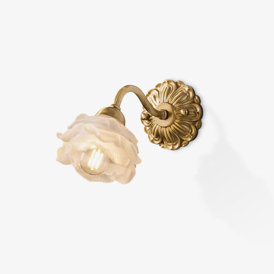 Brass Rose Wall Light W 12.6″ x H 8.7″ / W 32cm x H 22cm / Brass & White Wall lamp