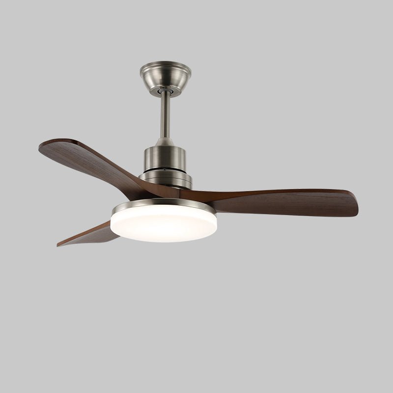 Breeze Master Wooden 48’’/52’’ Ceiling Fan Light ∅ 52″ x H 11.8″ / Model A Brushed Nickel & Walnut / Three-Color