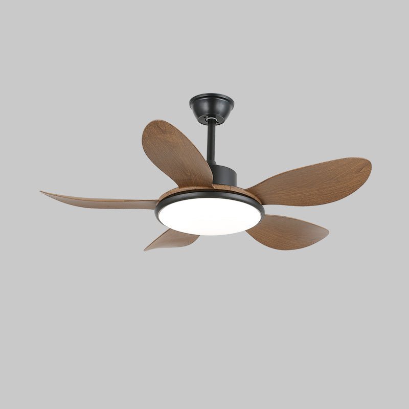Brinley 48’’/52’’ Ceiling Fan Light ∅ 52″ X H 9.8″ / Model A Walnut Wood Grain & Black / Three-Color Changing Light