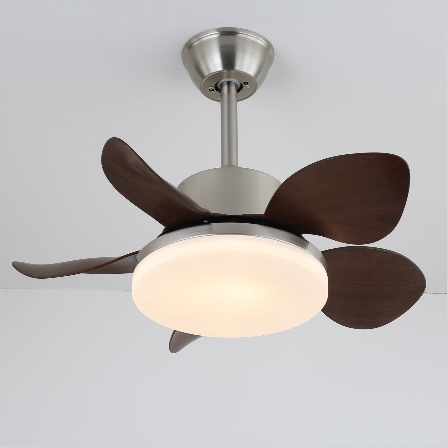 Terra Walnut Ceiling Fan Light ∅ 21.7″ x H 10.2″ / Nickel & Walnut Wood Grain / Three-color Changing Light