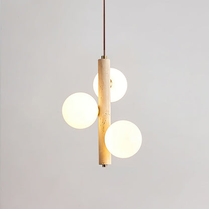 Ball Spheres Pendant Lamp 3-lights: ∅ 9.8″ x H 14.6″ / Yellow Travertine pendant Lamp
