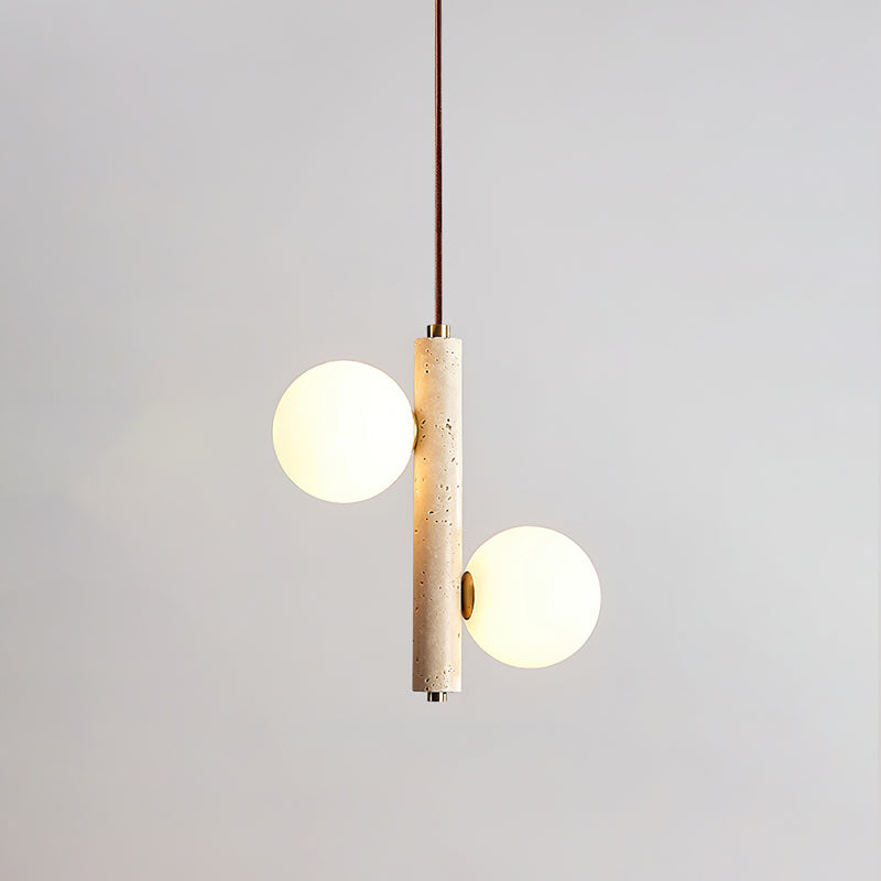 Ball Spheres Pendant Lamp 2-lights: ∅ 9.8″ x H 12.6″ / Yellow Travertine pendant Lamp