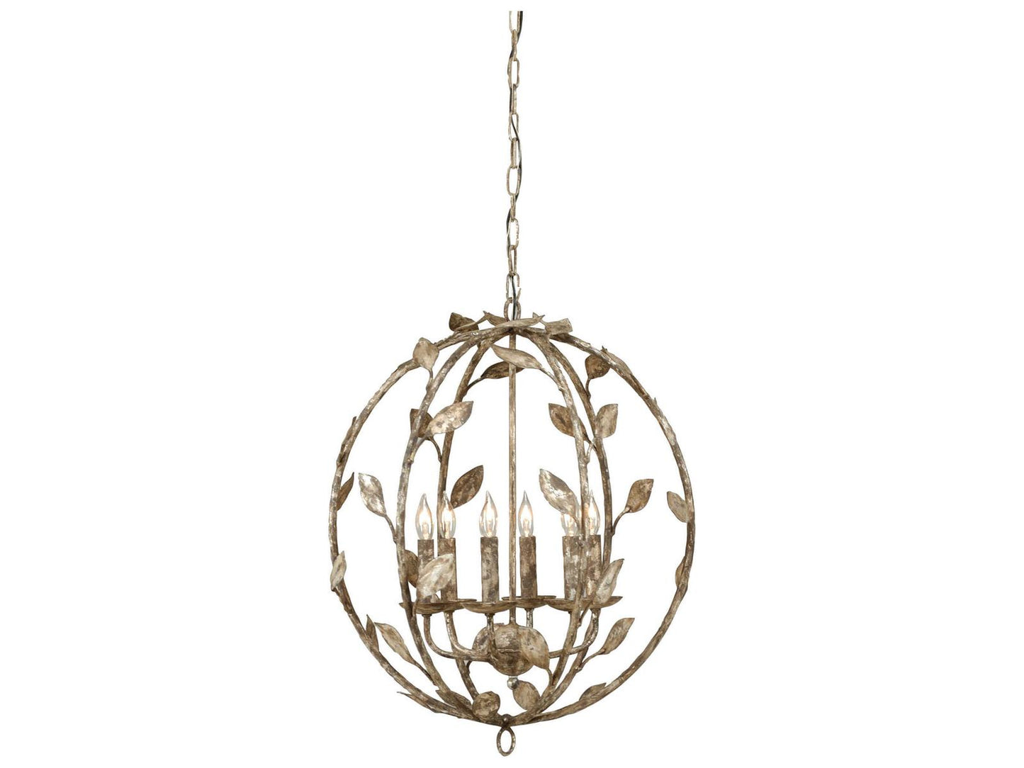 Chelsea House 6-Light Botanical Leaf Chandelier in Distressed Old Silver