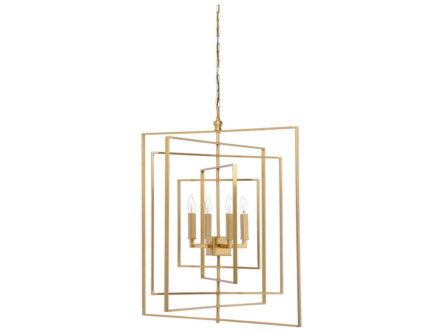 Chelsea House 4-Light Cube Chandelier in Antique Brass